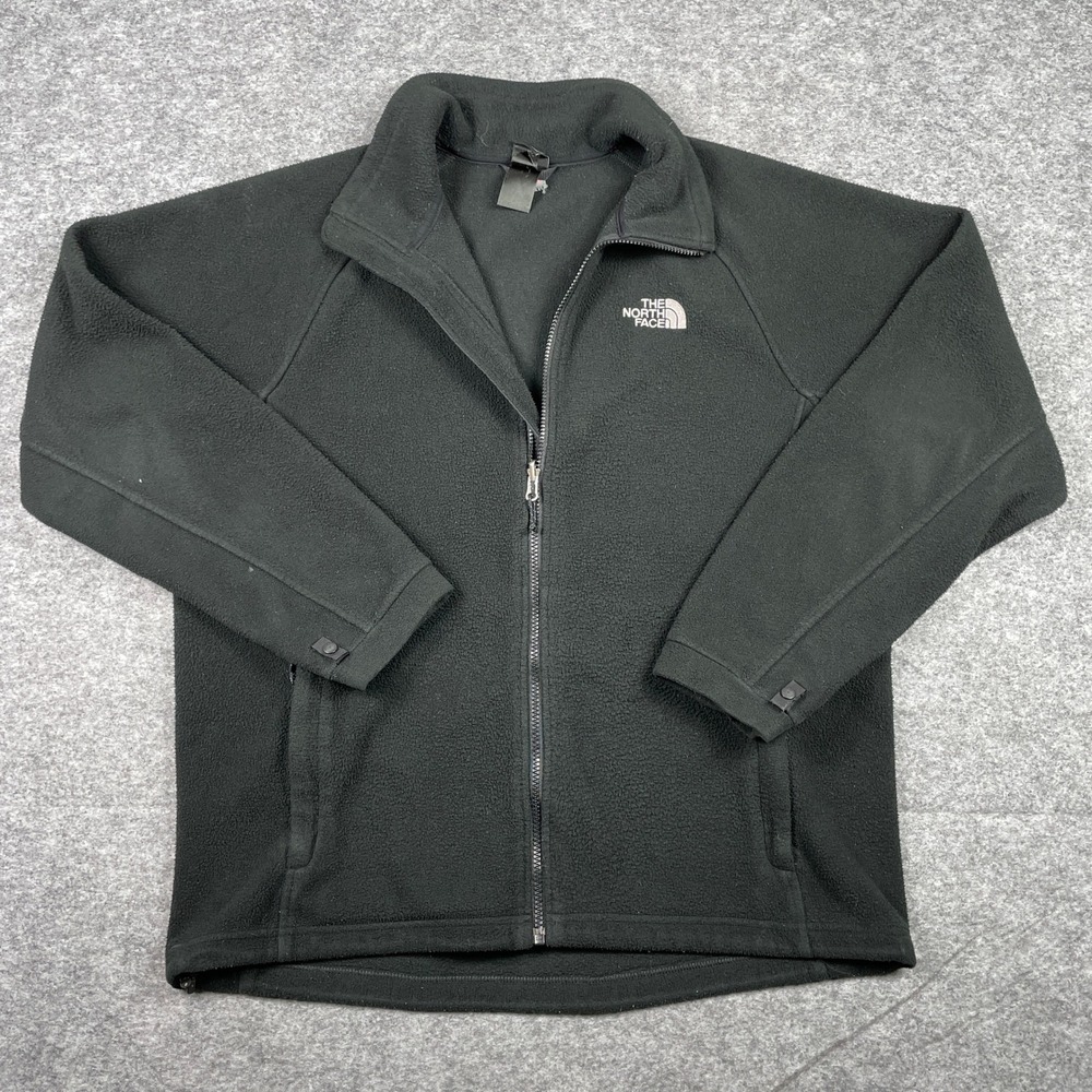 The North Face Fleece Jacket Mens Fits L Black Full Zip Mock Neck TKA 100 Soft